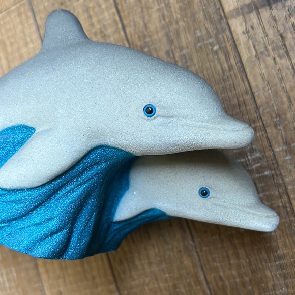 Vintage 95 double dolphin ceramic figure decor - Picture 3 of 16